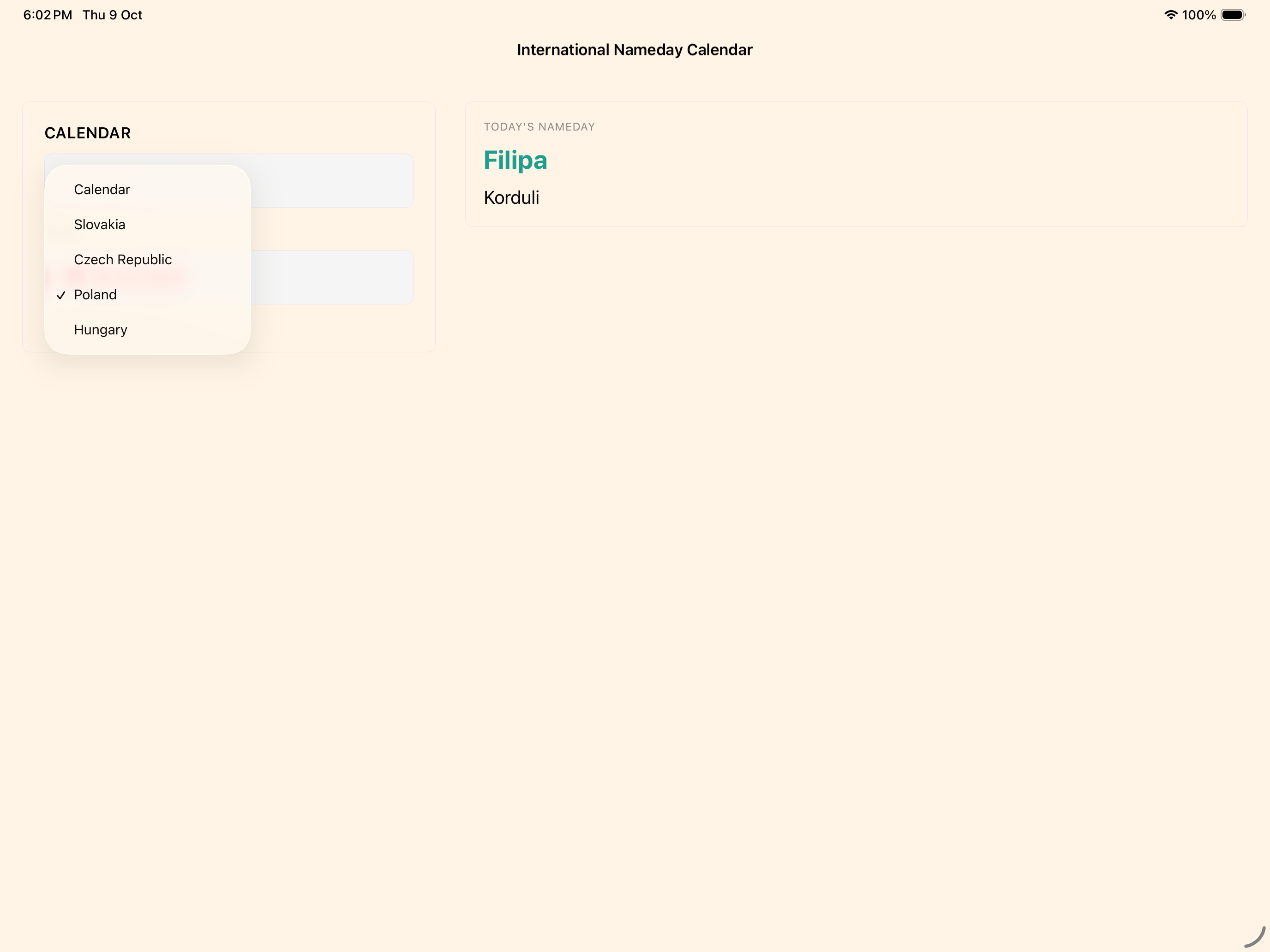 iPad screenshot — locale switcher